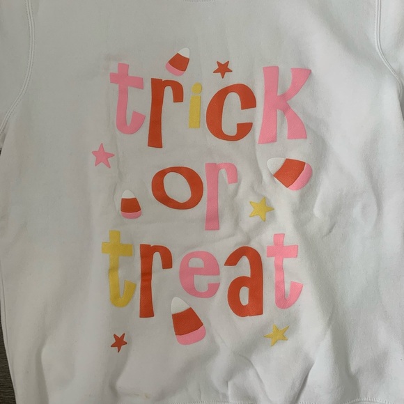 Pacific and Co Trick or Treat Halloween Sweatshirt - Size S - White/Orange - NWT - Picture 6 of 9